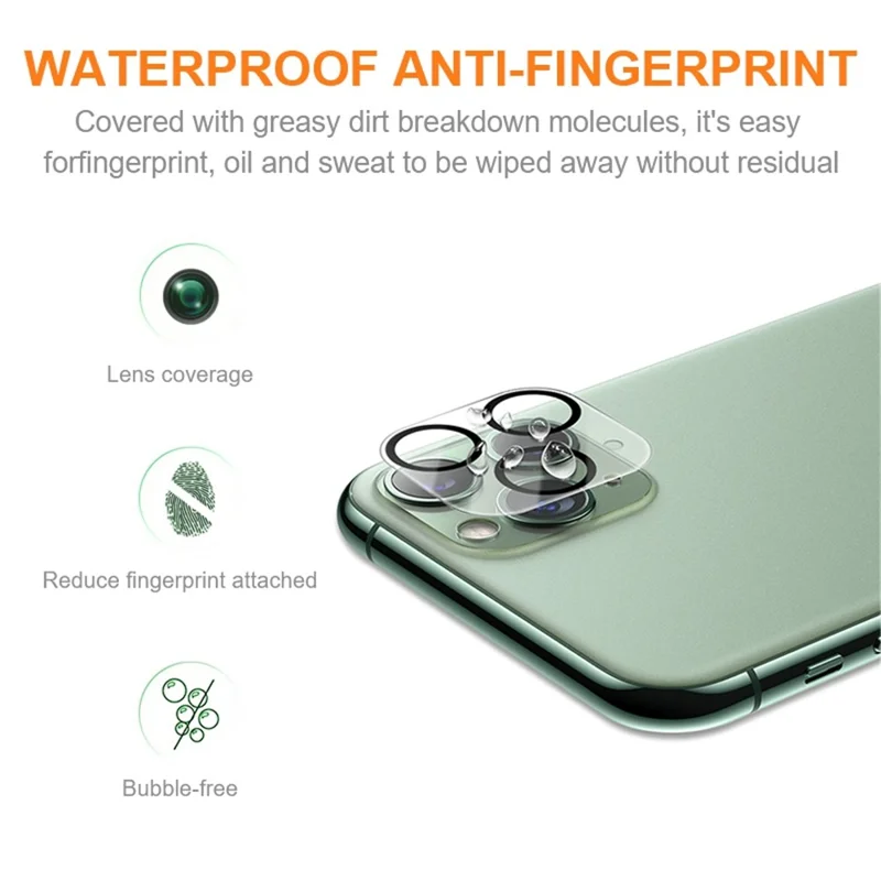 AMORUS For iPhone 11 Pro 5.8 inch / 11 Pro Max 6.5 inch Camera Lens Protector Silk Printing Tempered Glass Camera Ultra Clear Lens Film with Black Circle