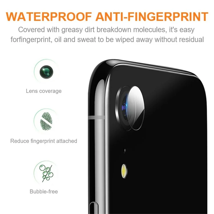 AMORUS Pour iPhone XR 6.1 pouces Protecteur d'objectif de caméra Clair Résistant aux rayures Verre trempé Couvercle de film pour caméra