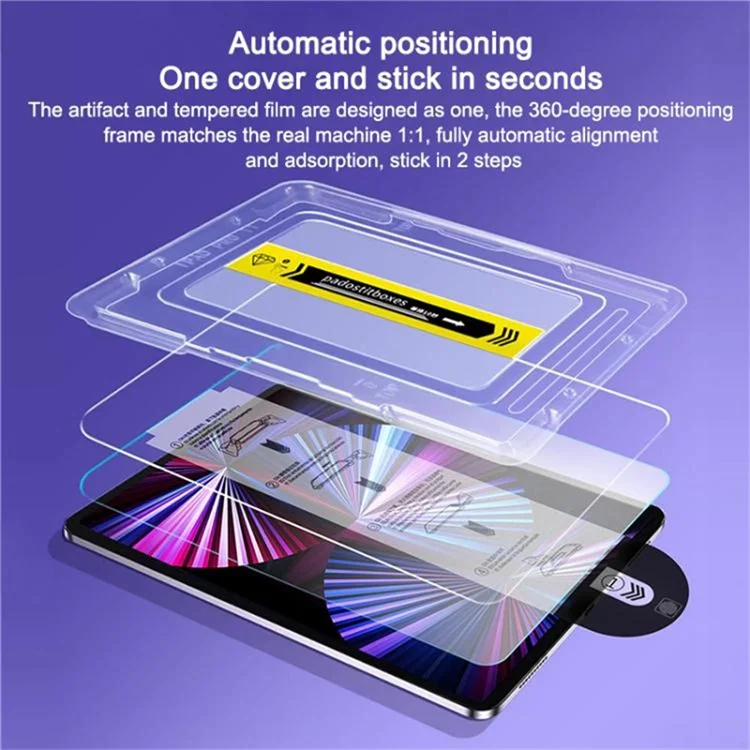 Pellicola Protettiva in Vetro Temperato HD per iPad Pro 11 (2022) / (2021) / (2020) / (2018) con Strumento Automatico di Rimozione Polvere