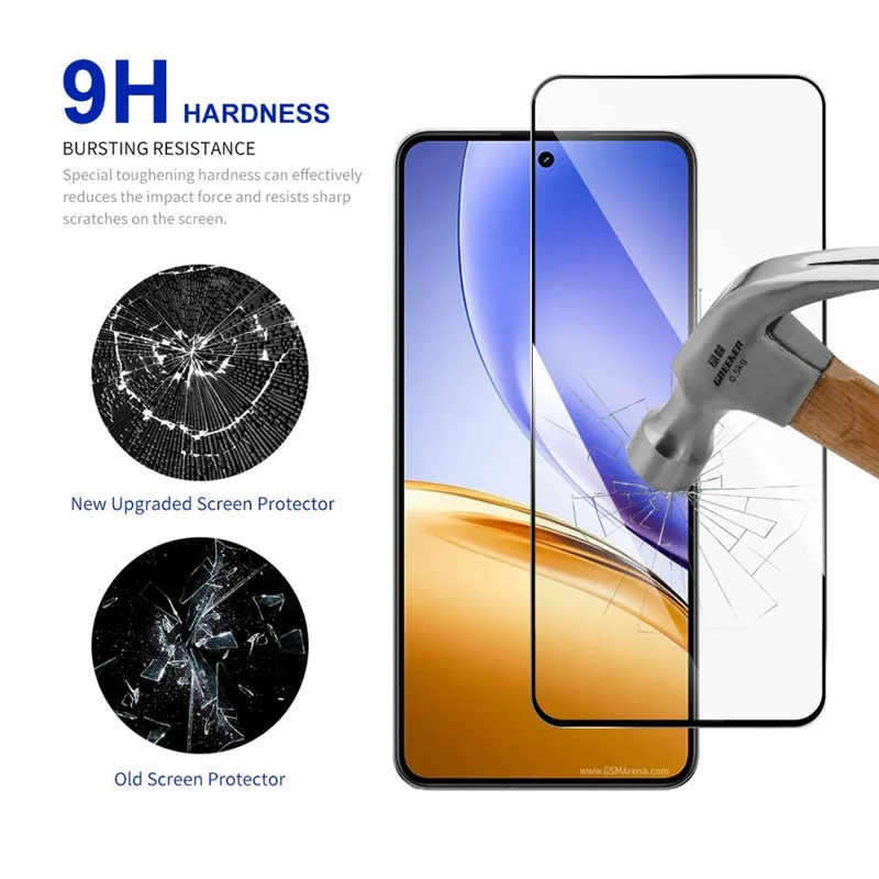 RURIHAI Para Realme 14 5G Protector de Pantalla de Vidrio Templado de Alta Dureza con Aleación de Aluminio-Silicio