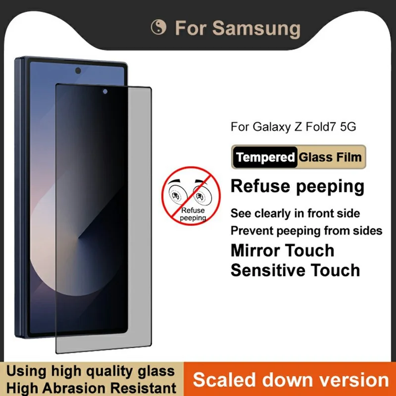 IMAK For Samsung Galaxy Z Fold7 5G Tempered Glass Screen Protector Full Glue Anti-Spy Phone Screen Film (Scaled Down Version)