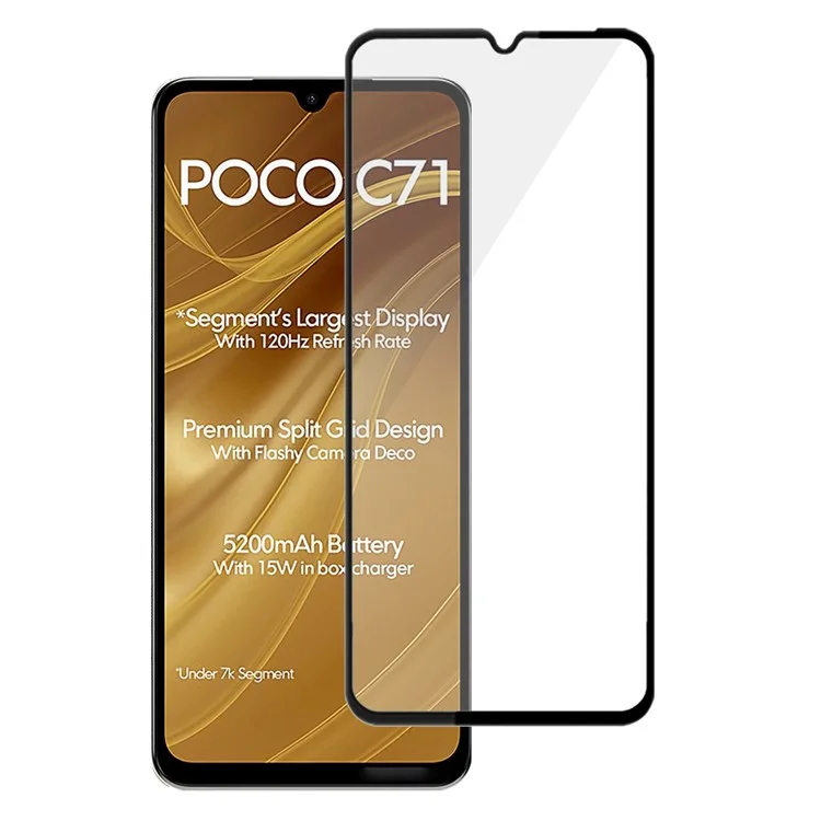 MOCOLO Screen Protector For Xiaomi Poco C71 4G / C75 4G / 5G / Redmi 14C 4G / 14R 5G , Anti-Shatter Silk Printing Tempered Glass Film - Black