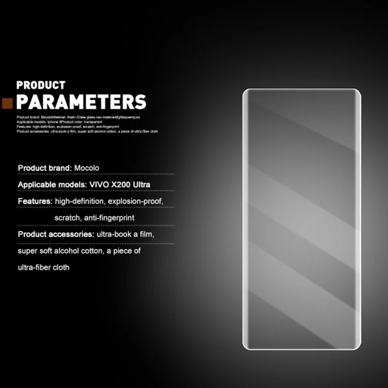 MOCOLO For vivo X200 Ultra 5G Screen Protector Tempered Glass UV Liquid Film 3D Curved Full Coverage