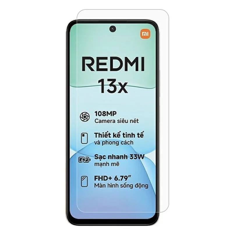 Köp i stort format för Xiaomi Redmi 13x 4G skärmskydd bågkanter härdat glas klart film