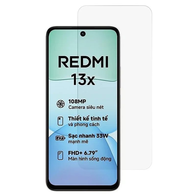 Skärmhöjdare för Xiaomi Redmi 13x 4G, hög kvalitet i aluminiumsiliciumglas, 2.5D böjd kant