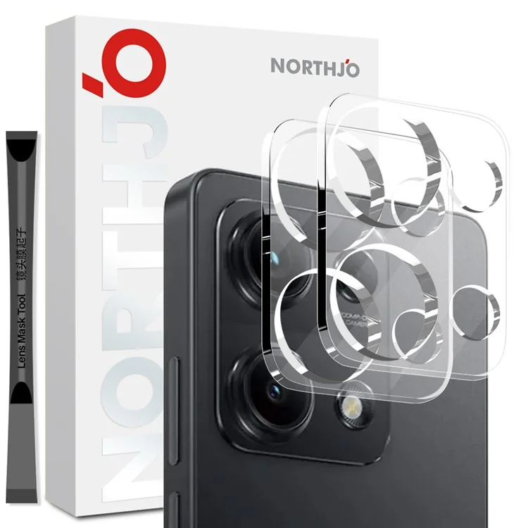 NORTHJO 2 Pezzi Per Xiaomi Redmi Note 14S 4G Vetro Temperato Protezione Lente Fotocamera Trasparente Copertura Integrale 3D