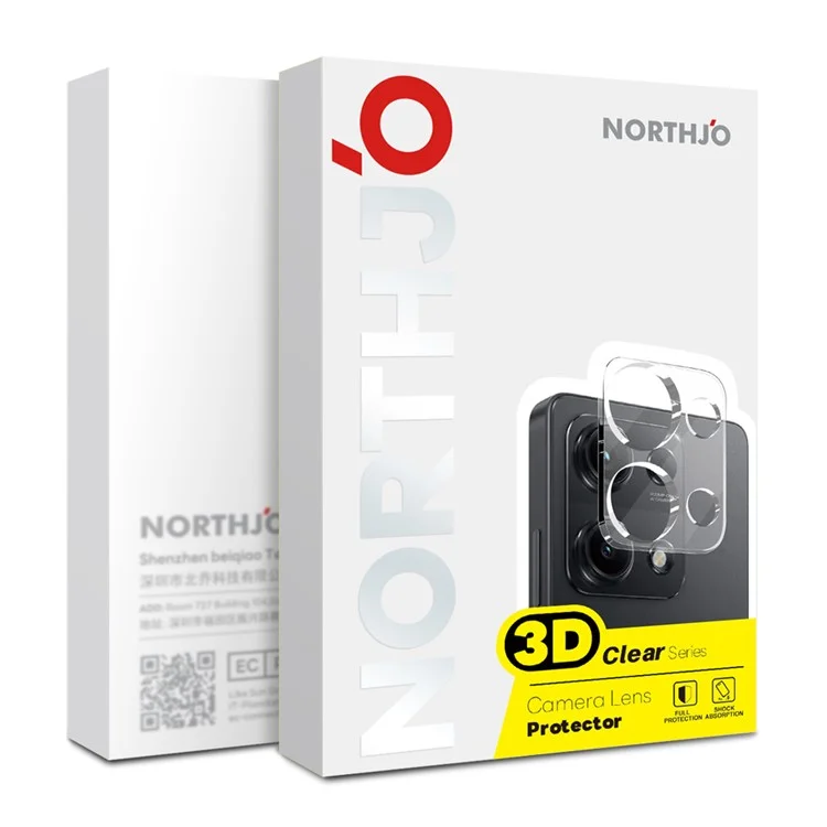 NORTHJO 2 Pezzi Per Xiaomi Redmi Note 14S 4G Vetro Temperato Protezione Lente Fotocamera Trasparente Copertura Integrale 3D
