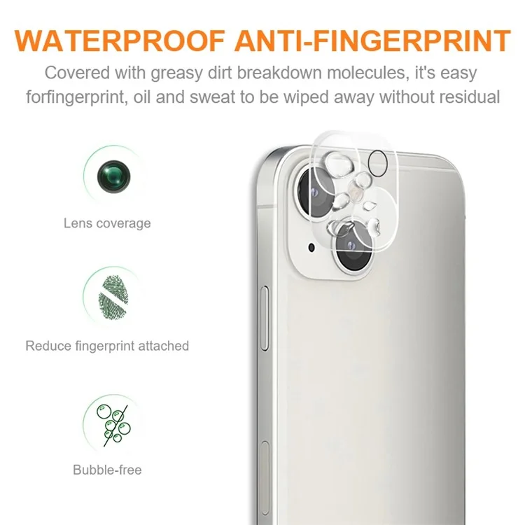 Protector de Lente de Cámara AMORUS para iPhone 14 / 14 Plus, Impresión de Seda Vidrio Templado Ultra Claro Película Antiexplosión