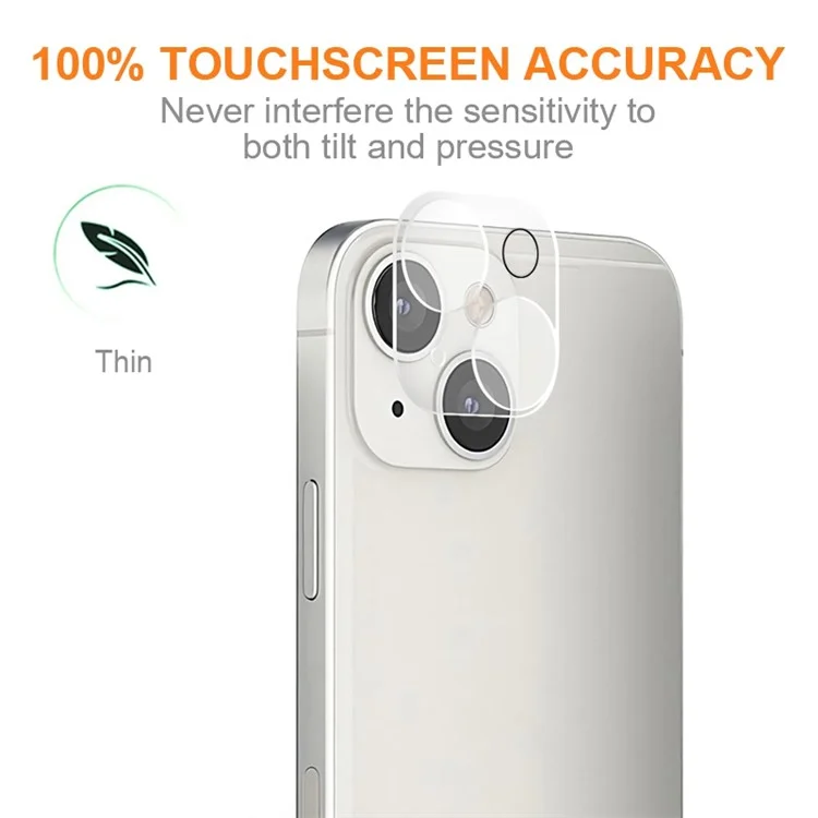 Protector de Lente de Cámara AMORUS para iPhone 14 / 14 Plus, Impresión de Seda Vidrio Templado Ultra Claro Película Antiexplosión