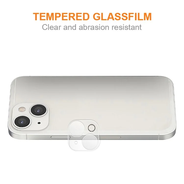Protector de Lente de Cámara AMORUS para iPhone 14 / 14 Plus, Impresión de Seda Vidrio Templado Ultra Claro Película Antiexplosión