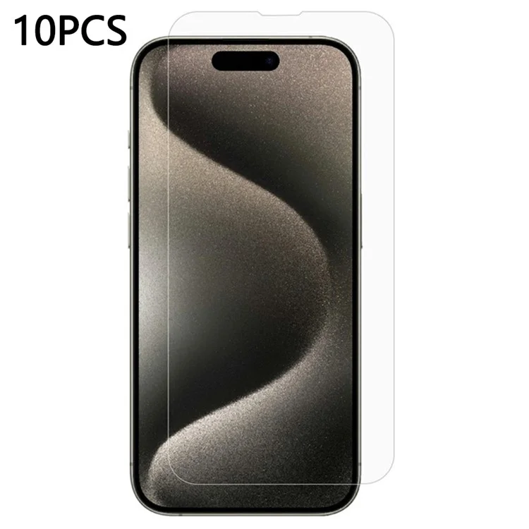 10Pcs / Pack Protection d'écran en verre aluminium-silicium 2,5D pour iPhone 15 Pro
