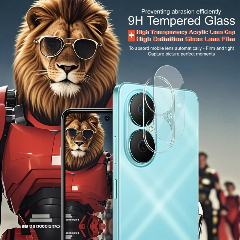 IMAK voor Huawei Enjoy 80 Gehard Glas Camera Lensbeschermer + Acryl Lensdop