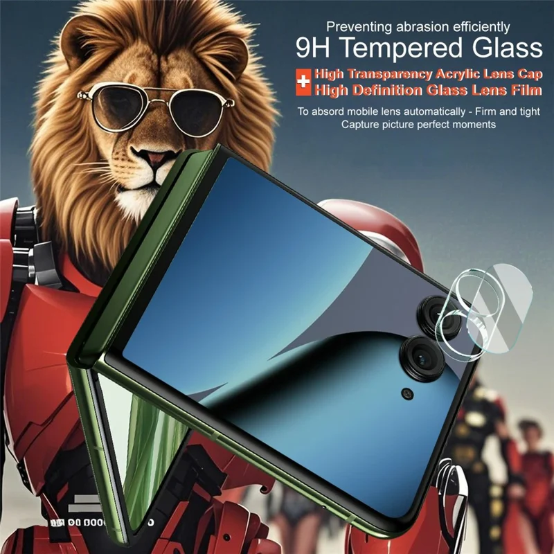 IMAK para Motorola Razr 50 Ultra 5G Protector de Cristal Templado para Lente de Cámara + Tapa de Lente de Acrílico