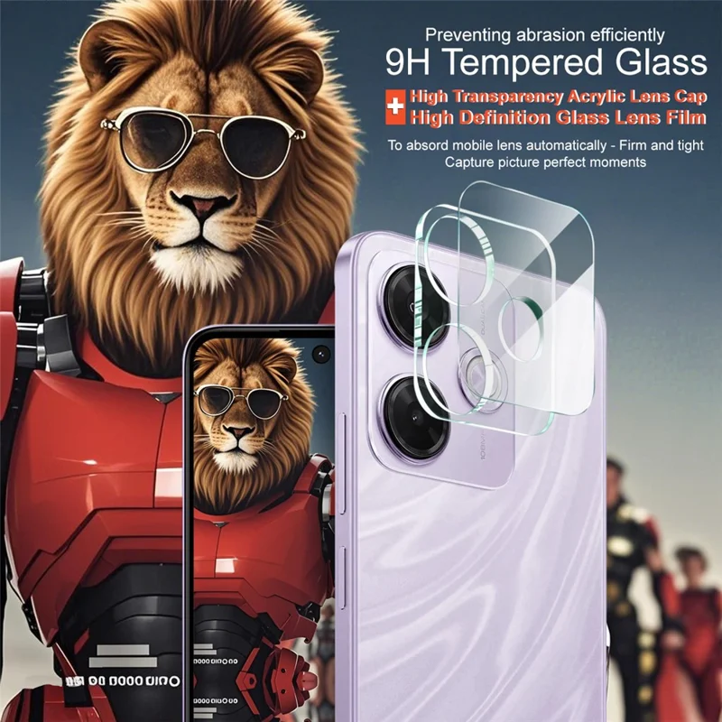 IMAK For Xiaomi Redmi 13x 4G Tempered Glass Camera Lens Protector + Acrylic Lens Cap