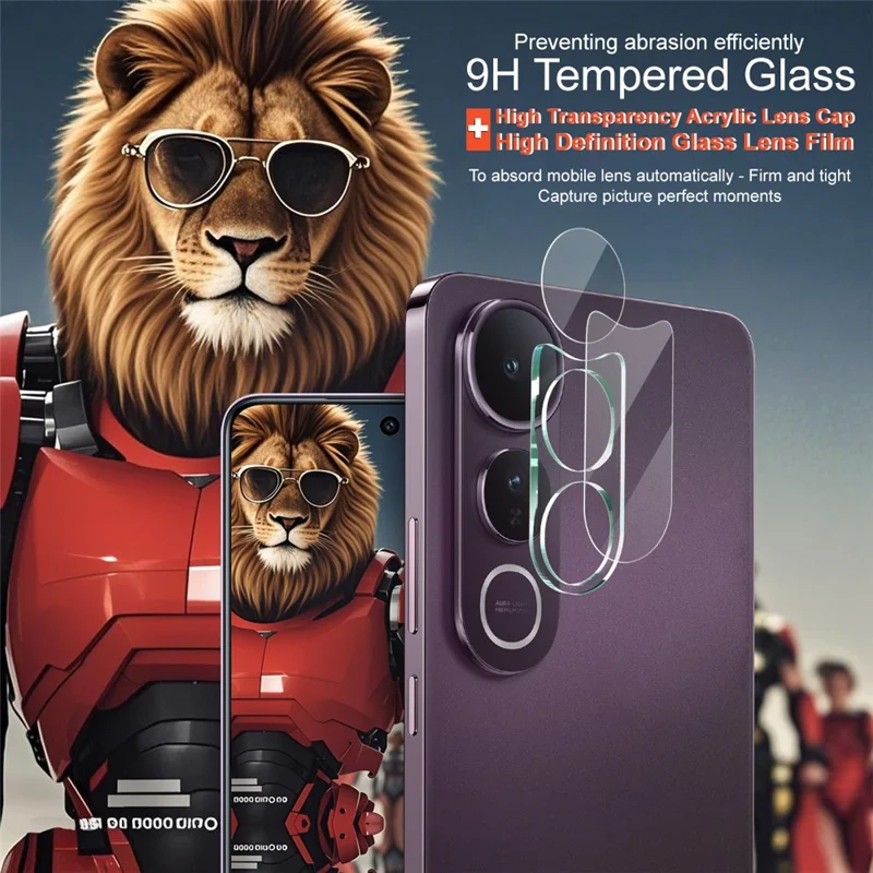 IMAK For vivo V50 Lite 5G Tempered Glass Camera Lens Protector + Acrylic Lens Cap