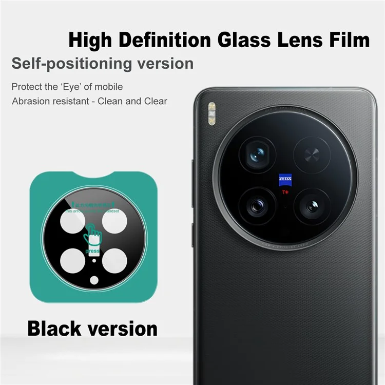 IMAK Pour vivo X200 Ultra 5G Protecteur de Lentille de Caméra en Verre Trempé avec Cadre Auto-Positionnant (Version Noir)
