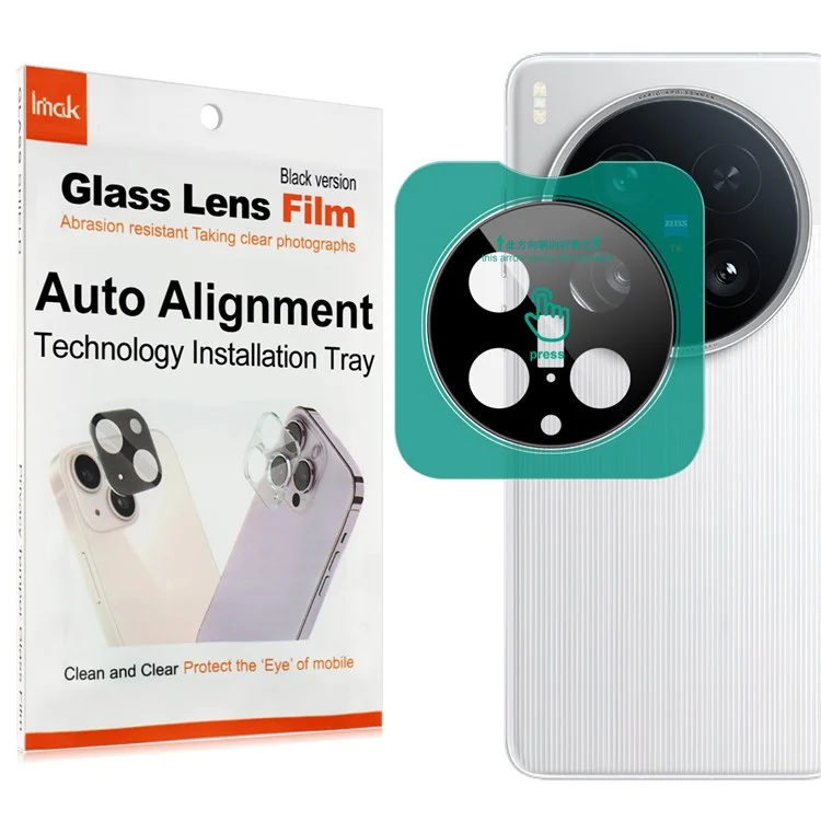 IMAK Pour vivo X200 Ultra 5G Protecteur de Lentille de Caméra en Verre Trempé avec Cadre Auto-Positionnant (Version Noir)