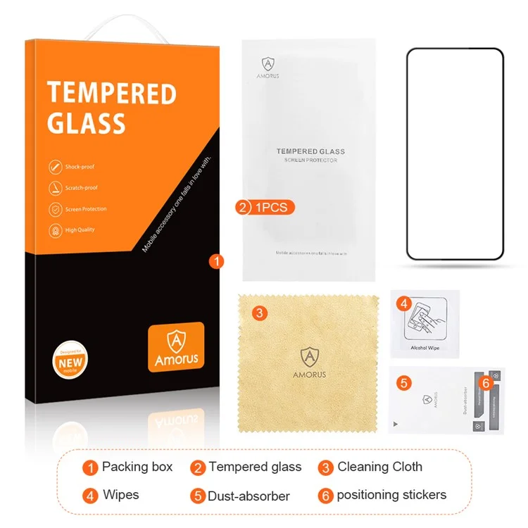 AMORUS For Realme 14 5G / 14T 5G Screen Protector Anti-Shatter Tempered Glass Film - Black