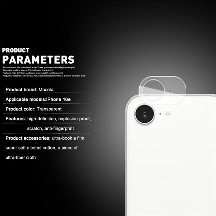 MOCOLO Für iPhone 16e Kameraobjektiv-Schutz HD Klare Gehärtete Glaslinse Schutzfolie