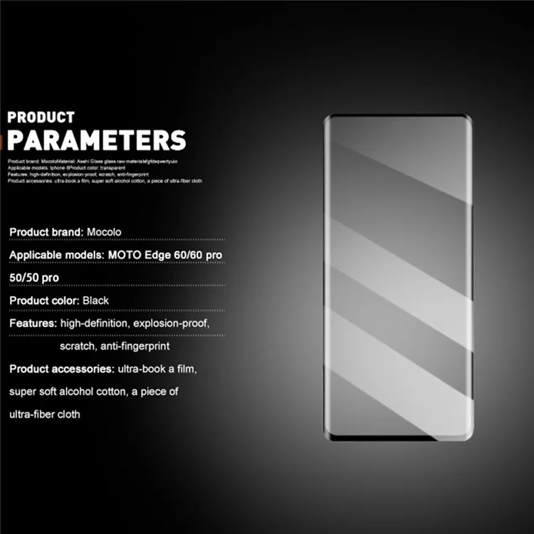 MOCOLO Защитная плёнка для экрана Motorola Edge 60 5G / 60 Pro 5G / 60 Fusion 5G / 60s 5G / 50 5G / 50 Pro 5G, 3D изогнутая закалённая стеклянная плёнка
