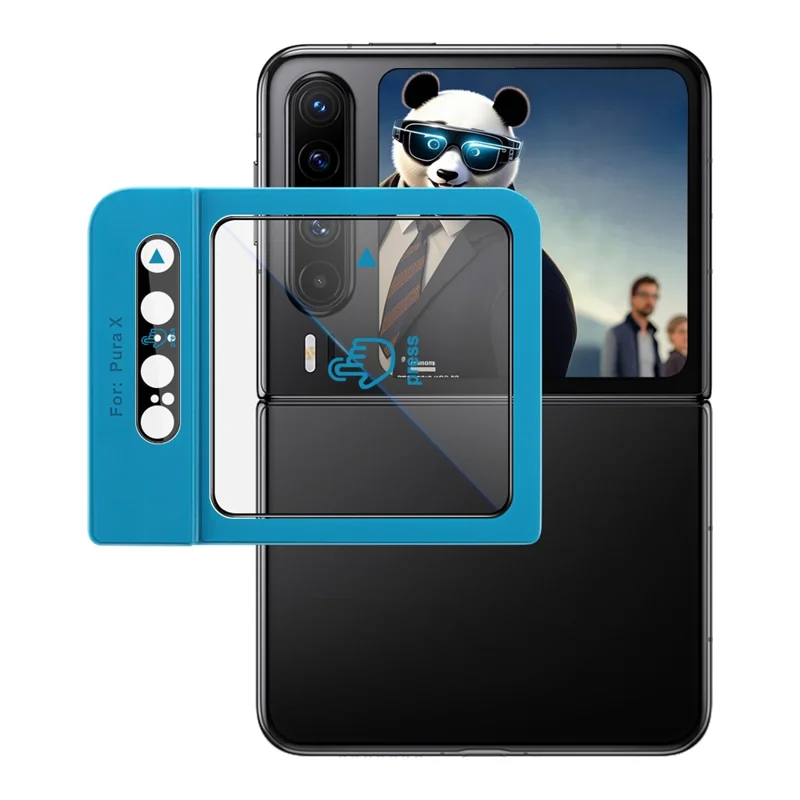 IMAK For Huawei Pura X Camera Lens Film + Rear Screen Protector with Self Positioning Frame (Black Version)