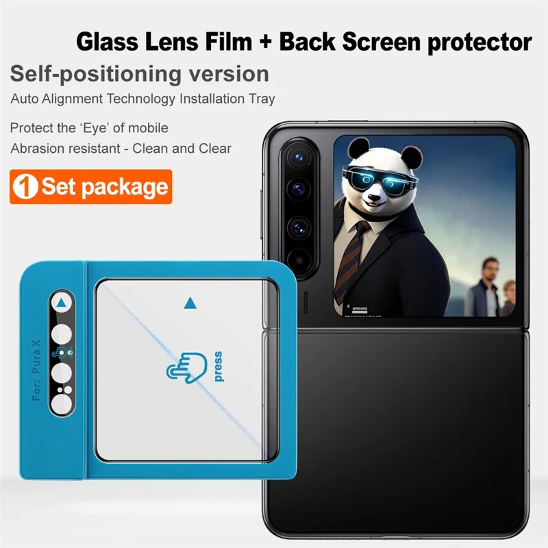 IMAK For Huawei Pura X Camera Lens Film + Rear Screen Protector with Self Positioning Frame (Black Version)