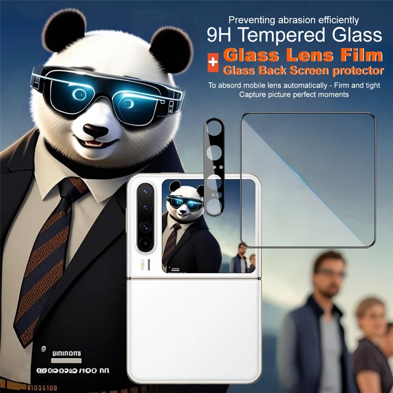 IMAK For Huawei Pura X Camera Lens Film + Rear Screen Protector with Self Positioning Frame (Black Version)