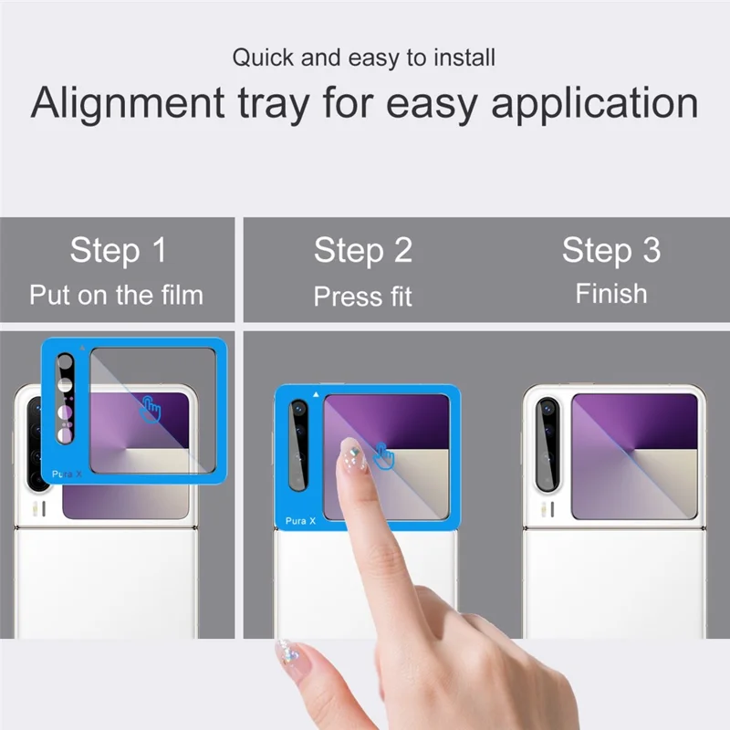 IMAK For Huawei Pura X Camera Lens Film + Rear Screen Protector with Self Positioning Frame (Black Version)