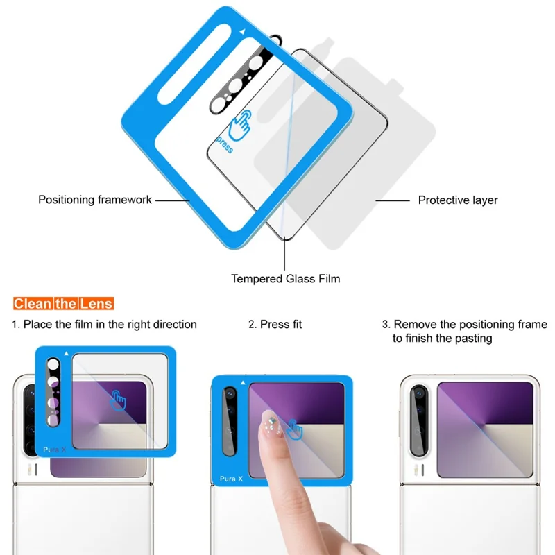 IMAK For Huawei Pura X Camera Lens Film + Rear Screen Protector with Self Positioning Frame (Black Version)