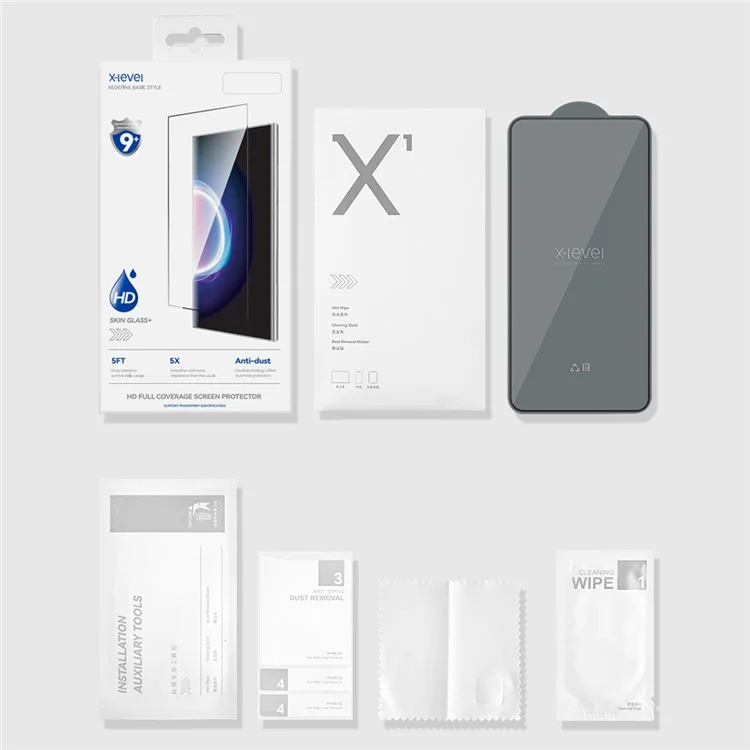 X-LEVEL für Samsung Galaxy S25 Edge Displayschutz HD Gehärtetes Glas Folie Seidendrucktechnik 2,5D Vollflächig
