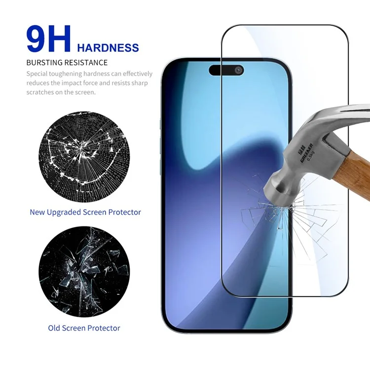 RURIHAI Para Protector de Pantalla iPhone 17 Pro Cristal de Aluminio-Silicio de 0,3 mm Película Antidust