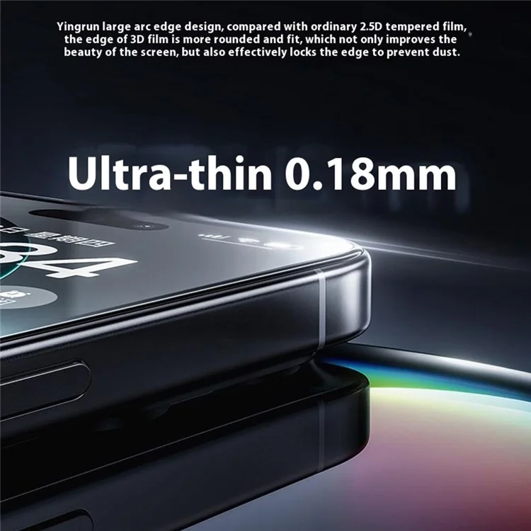 Protector de Pantalla BENKS para iPhone 16 Pro Max - Cristal de Silicio de Aluminio, Borde Curvado 3D, Ultrafino 0,18 mm