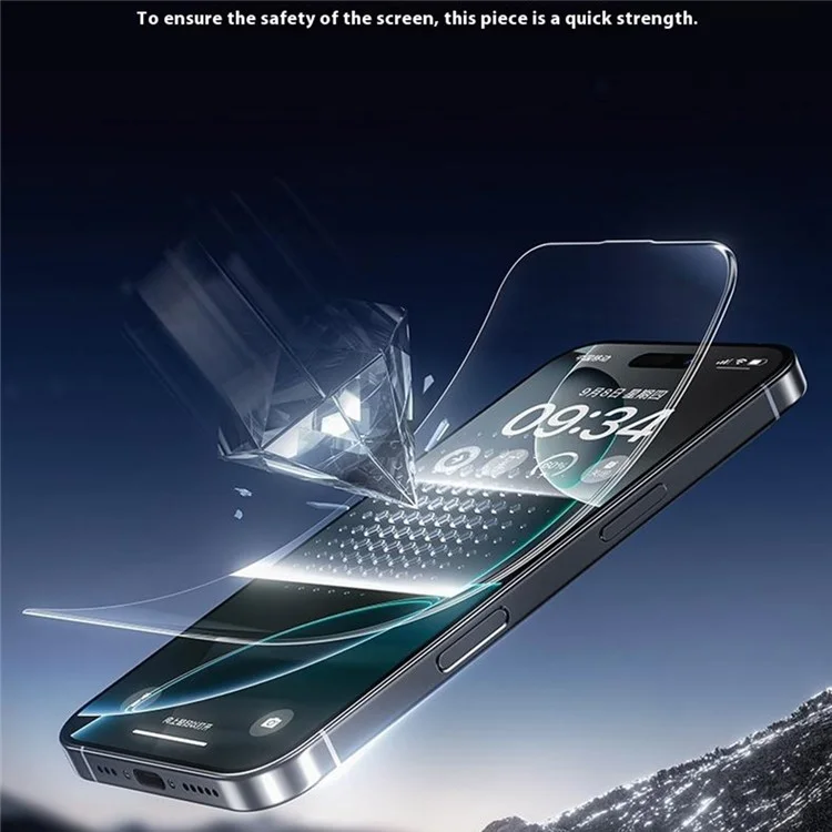 BENKS Pour iPhone 15 Pro Protection d'écran en Verre Trempé Bords Incurvés 3D Ultra-Fin 0,18mm Haute Qualité en Verre d'Aluminium-Silicium