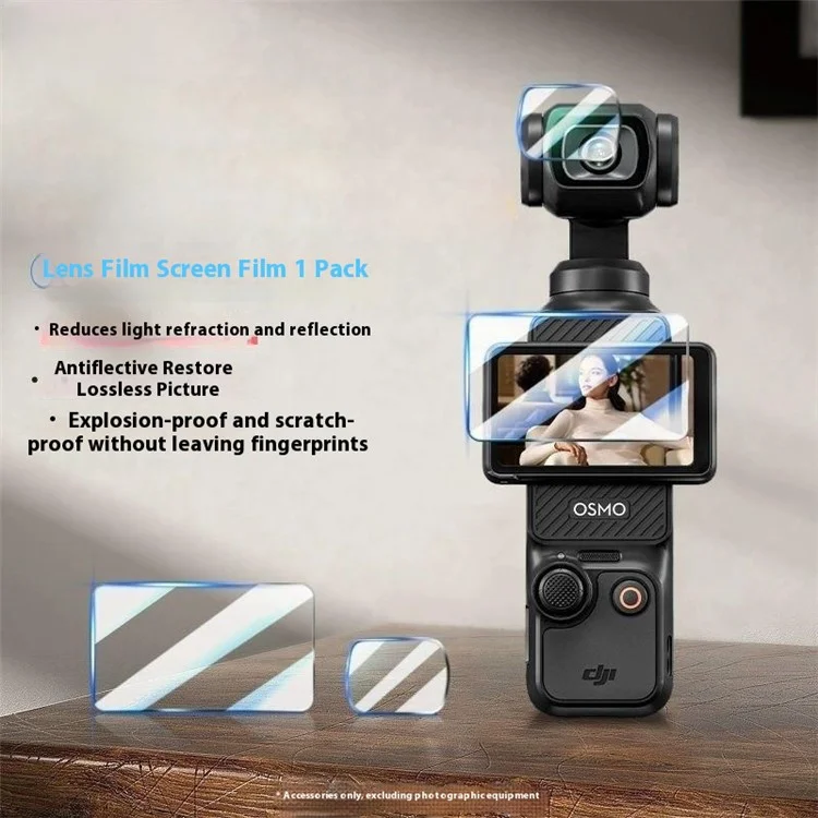 Für DJI Osmo Pocket 3 AR Displayschutz-Set mit Objektivfolie Actionkamera-Displayschutzfolie