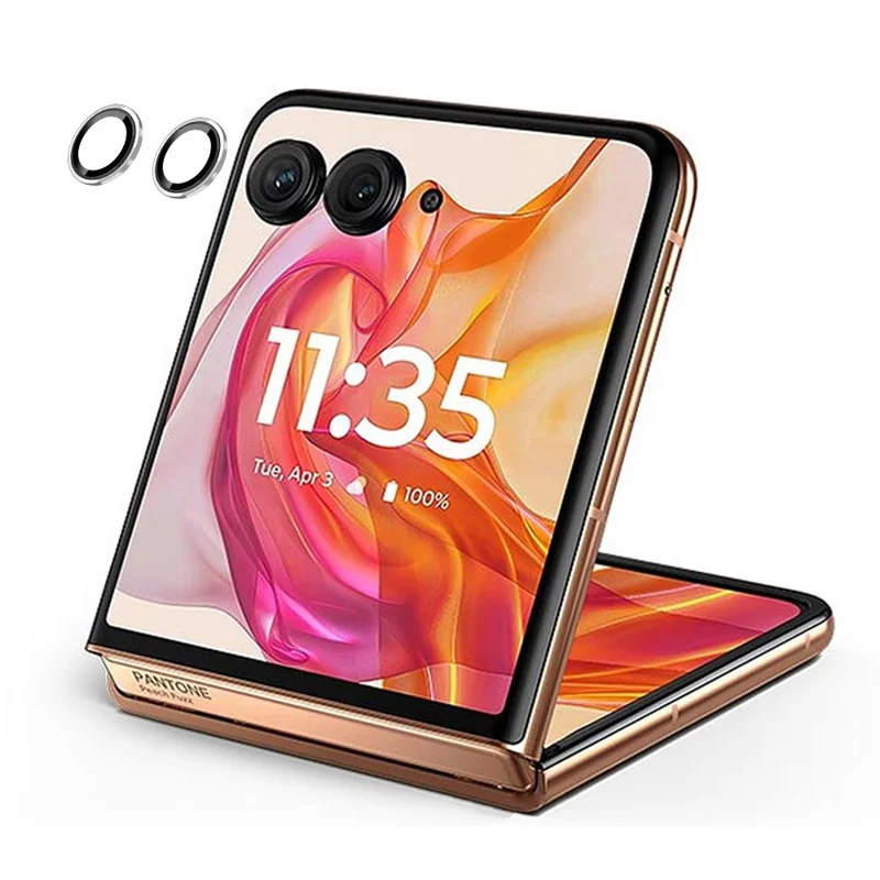 For Motorola Razr 50 Ultra 5G Camera Lens Protector HD Clear Film with Metal Frame - Silver