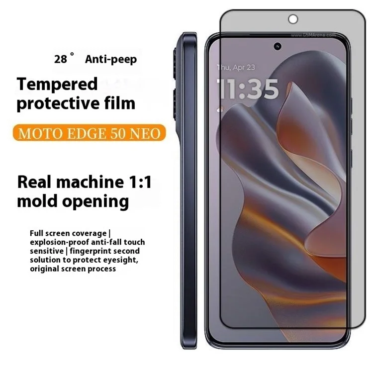 For Motorola Edge 50 Neo 5G Tempered Glass Screen Protector Set with Lens Films, Dust Proof Mesh