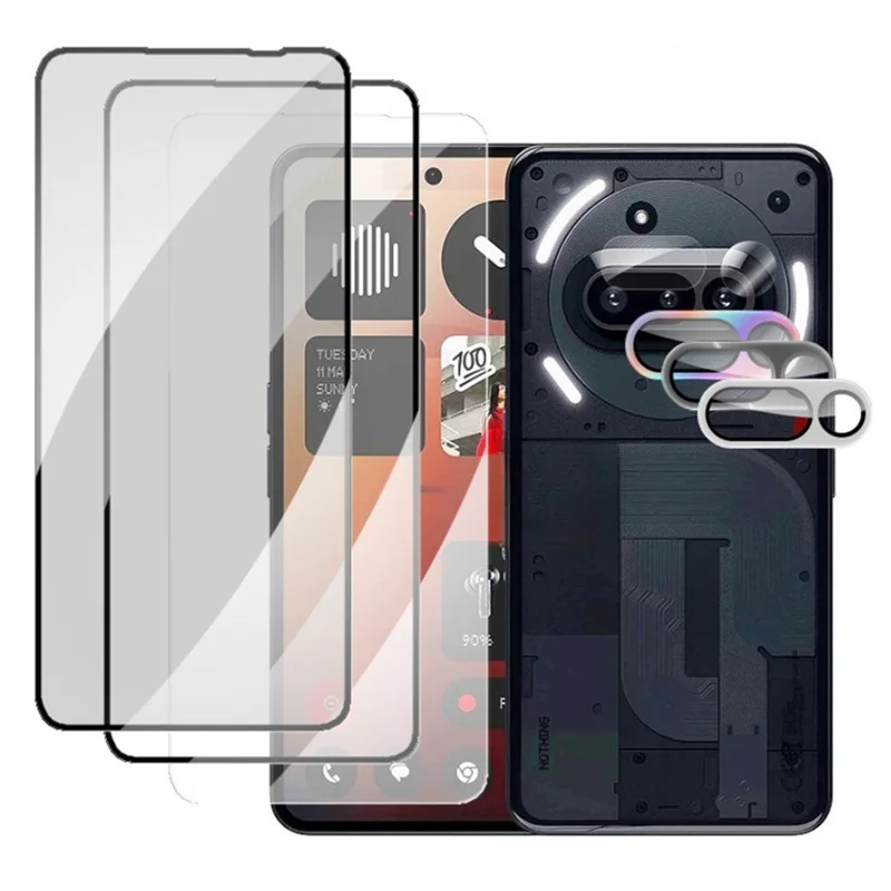 For Nothing Phone (3a) Tempered Glass Screen Protector Set with Lens Films