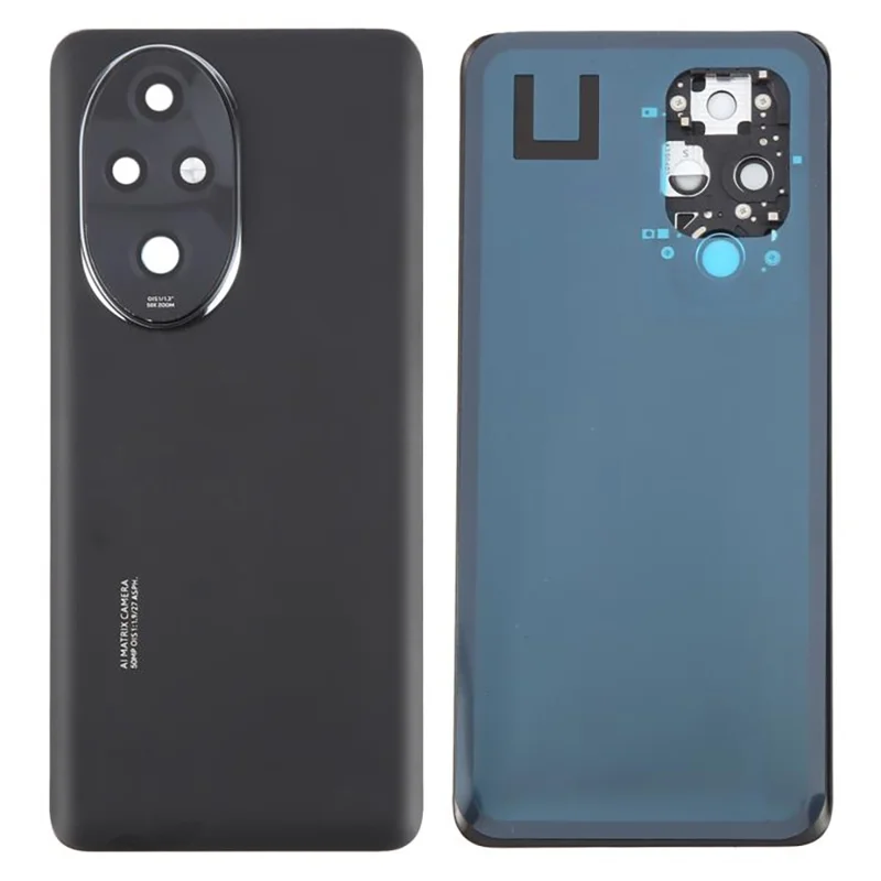 Задняя крышка корпуса батареи For Honor 200 Pro 5G с кольцом объектива камеры, запасная деталь (без логотипа) - Черный