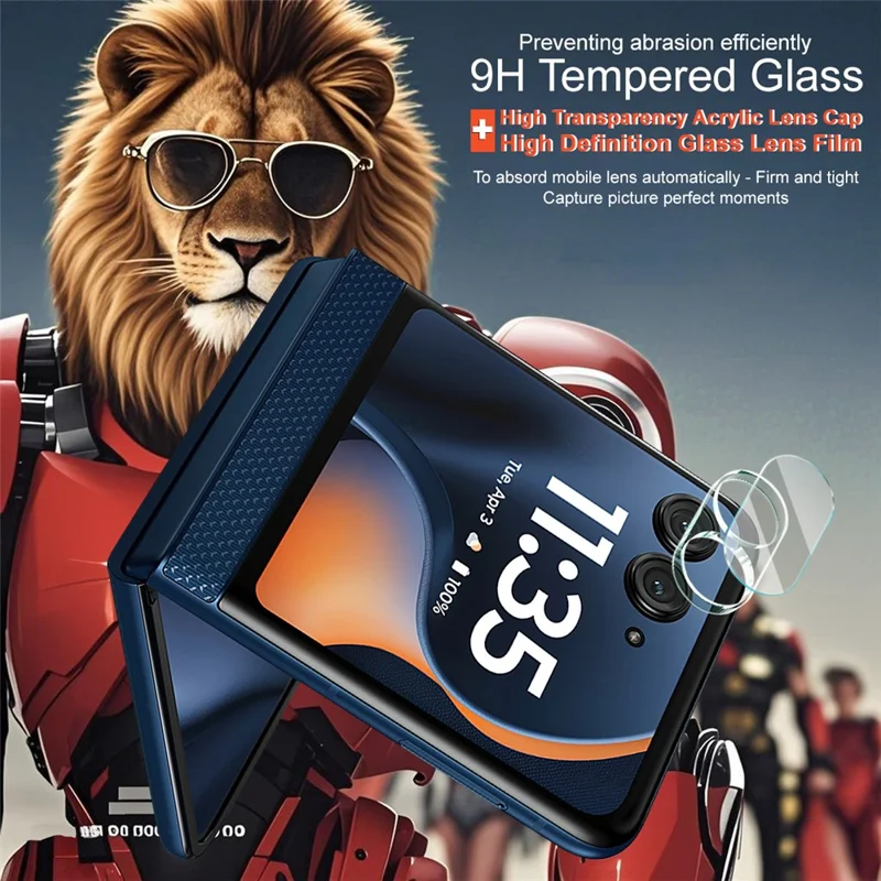 IMAK For Motorola Razr 60 Tempered Glass Camera Lens Protector + Acrylic Lens Cap