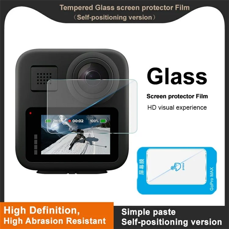IMAK For GoPro Max Clear Tempered Glass Screen Protector with Self Positioning Frame