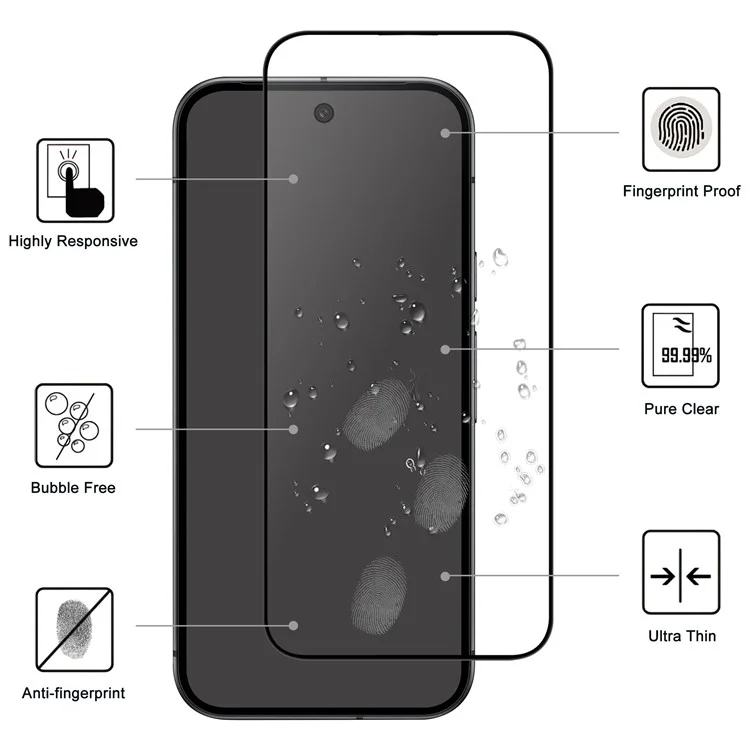 For Google Pixel 10 Pro XL AGC Glass Screen Protector Full Glue Black Edge Tempered Glass