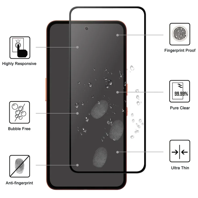 For Nothing CMF Phone 2 Pro AGC Glass Screen Protector Full Glue Black Edge Tempered Glass
