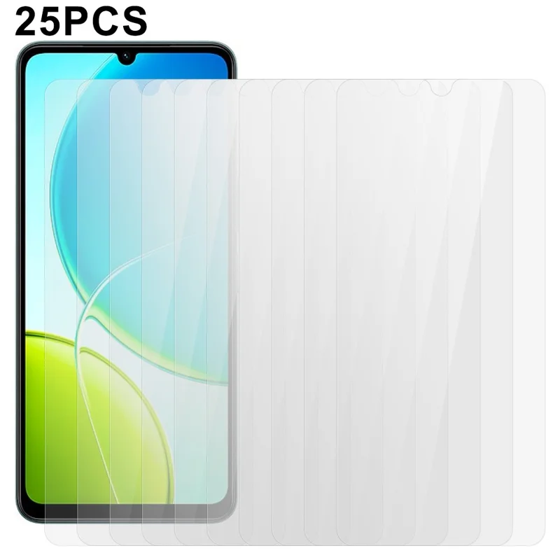 25Pcs For vivo Y19 5G Tempered Glass High Definition Screen Protector Film (No Package, with Wipes Set, Dust-absorber, Guide Sticker)