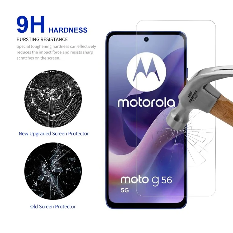 RURIHAI 10Pcs For Motorola Moto G56 5G Screen Protector 0.26mm 2.5D High Aluminium Silicon Glass Film