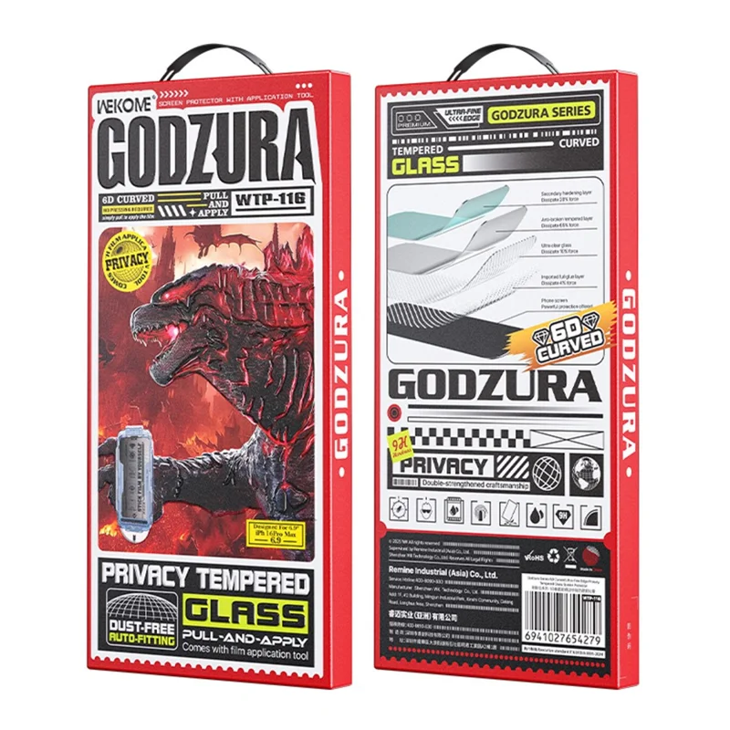 WEKOME WTP-116 For iPhone 15 Screen Protector 6D Curved Ultra-Fine Edge Privacy Tempered Glass Film