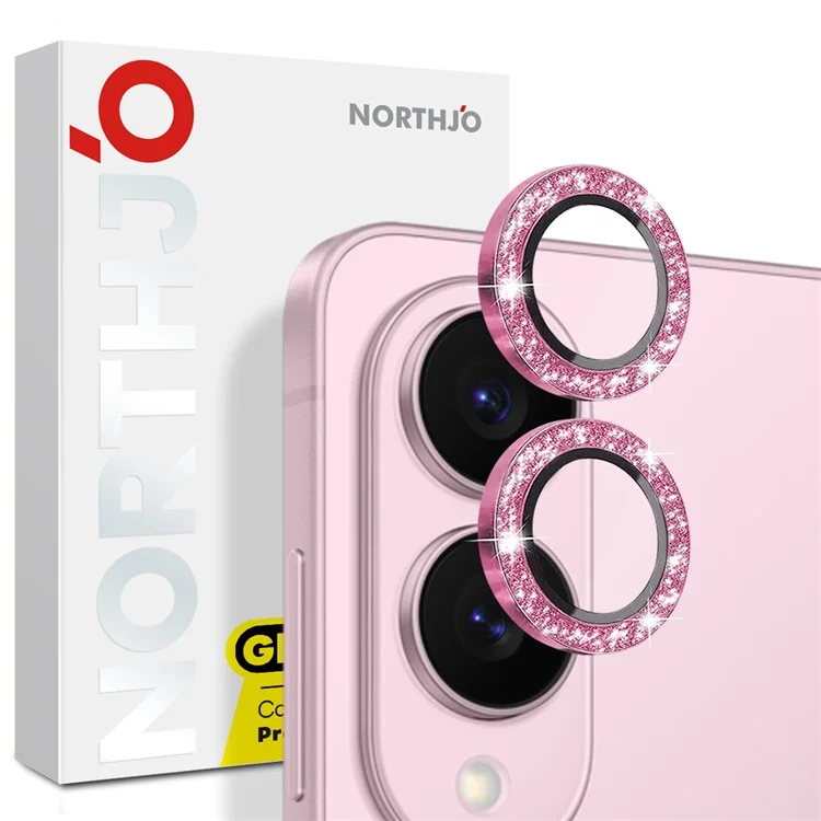 NORTHJO 1 комплект Защитное стекло для камеры Samsung Galaxy S25 Edge + Металлическая блестящая защита заднего объектива - Розовый