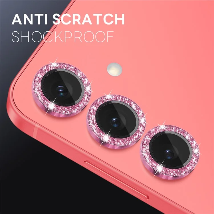 NORTHJO 1 Комплект для камеры Samsung Galaxy S25 Защитная плёнка для объектива+Закалённое стекло+Металлический блестящий задний объектив Протектор - Розовый