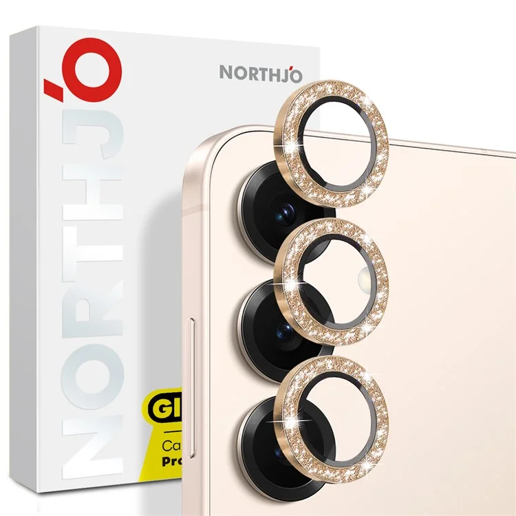 NORTHJO 1 Ensemble Pour Samsung Galaxy S25+ Film de Lentille de Caméra Verre Trempé+Protecteur de Lentille Arrière en Métal Brillant - Or