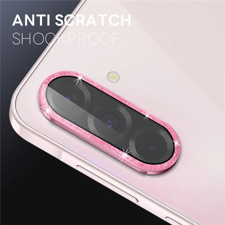NORTHJO 1 Set Para Samsung Galaxy A36 5G / A56 5G Película de Lente de Cámara Vidrio Templado+Purpurina de Metal Protector de Lente Trasero - Rosa