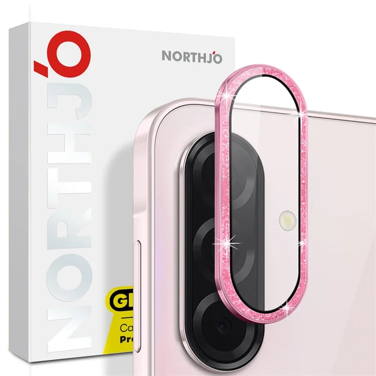 NORTHJO 1 Set Para Samsung Galaxy A36 5G / A56 5G Película de Lente de Cámara Vidrio Templado+Purpurina de Metal Protector de Lente Trasero - Rosa